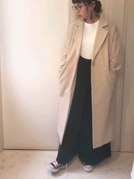 「BACK NUMBER（バックナンバー）のアイテム（チェスターコート）」を使った、ricky.yさん（レディース・158cm）の冬コーディネート