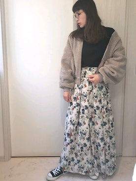 「CONVERSE（コンバース）のconverse コンバース ALL STAR 100 COLORS OX オールスター 100 カラーズ オックス 32861791 BLACK（スニーカー）」を使った、ricky.yさん（レディース・158cm）の冬コーディネート