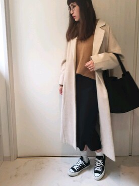 「BACK NUMBER（バックナンバー）のアイテム（チェスターコート）」を使った、ricky.yさん（レディース・158cm）の冬コーディネート