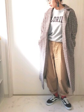 「Right-on（ライトオン）のアイテム（チェスターコート）」を使った、ricky.yさん（レディース・158cm）の冬コーディネート