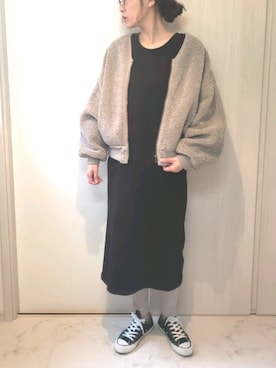 「CONVERSE（コンバース）のconverse コンバース ALL STAR 100 COLORS OX オールスター 100 カラーズ オックス 32861791 BLACK（スニーカー）」を使った、ricky.yさん（レディース・158cm）の冬コーディネート