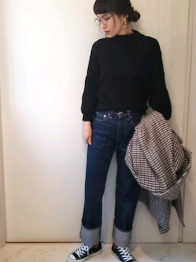 「リーバイス501」｜「アイテム（チェスターコート）」を使った、ricky.yさん（レディース・158cm）の冬コーディネート