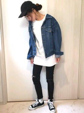 「BACK NUMBER（バックナンバー）のアイテム（デニムジャケット）」を使った、ricky.yさん（レディース・158cm）の冬コーディネート