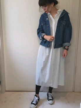 「BACK NUMBER（バックナンバー）のアイテム（シャツワンピース）」を使った、ricky.yさん（レディース・158cm）の春コーディネート