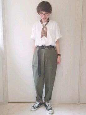 「BEN DAVIS（ベンデイビス）のアイテム（パンツ）」を使った、ricky.yさん（レディース・158cm）の夏コーディネート