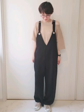 「ジャックパーセル」｜「アイテム（サロペット/オーバーオール）」を使った、ricky.yさん（レディース・158cm）の夏コーディネート