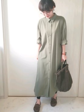 「BACK NUMBER（バックナンバー）のアイテム（シャツワンピース）」を使った、ricky.yさん（レディース・158cm）の秋コーディネート