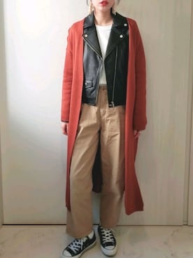 「ハンサムコーデ」｜「アイテム（ライダースジャケット）」を使った、ricky.yさん（レディース・158cm）の秋コーディネート