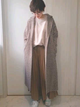 「Right-on（ライトオン）のアイテム（チェスターコート）」を使った、ricky.yさん（レディース・158cm）の冬コーディネート