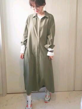 「BACK NUMBER（バックナンバー）のアイテム（シャツワンピース）」を使った、ricky.yさん（レディース・158cm）の春コーディネート