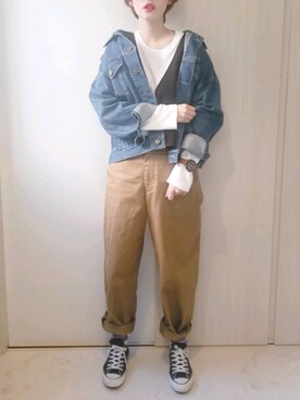 「BACK NUMBER（バックナンバー）のアイテム（デニムジャケット）」を使った、ricky.yさん（レディース・158cm）の春コーディネート