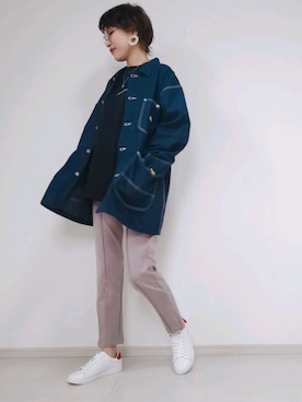「Lee（リー）のアイテム（カバーオール）」を使った、ricky.yさん（レディース・158cm）の秋コーディネート