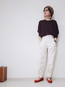 「シャギー」｜「アイテム（ハンチング/ベレー帽）」を使った、ricky.yさん（レディース・158cm）の秋コーディネート