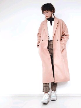 「Right-on（ライトオン）のアイテム（チェスターコート）」を使った、ricky.yさん（レディース・158cm）の秋コーディネート