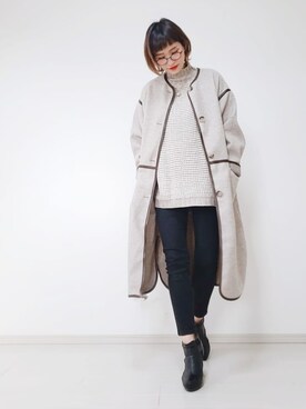 「Auntie Rosa Holiday（アンティローザホリデー）のコインチェーンネックレス（ネックレス）」を使った、ricky.yさん（レディース・158cm）の冬コーディネート