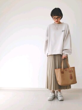 「Auntie Rosa Holiday（アンティローザホリデー）のコインチェーンネックレス（ネックレス）」を使った、ricky.yさん（レディース・158cm）の冬コーディネート