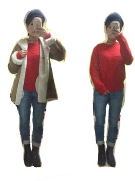 「Another Edition（アナザーエディション）のアイテム（ムートンコート）」を使った、chiharuさん（レディース・158cm）の冬コーディネート