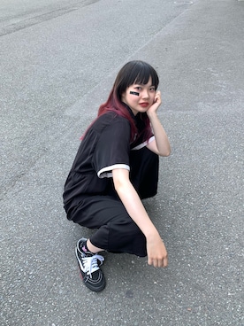 「PUNYUS（プニュズ）のアイテム（オールインワン・サロペット）」を使った、キキゴンさん（レディース・163cm）の夏コーディネート