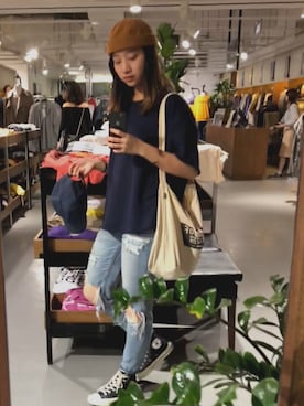 「A land（エーランド）のアイテム（帽子）」を使った、NCさん（レディース・163cm）の秋コーディネート
