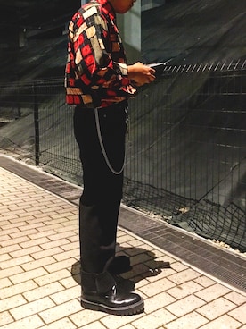 「MSGM（エムエスジーエム）のアイテム（レインシューズ）」を使った、あきもりさん（メンズ・166cm）の秋コーディネート