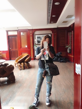 「アイテム（メッセンジャーバッグ、ブルー系）」を使った、isa690731さん（レディース・160cm）の秋コーディネート