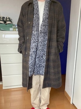 「FIELDのアイテム（ステンカラーコート）」を使った、にー。さん（メンズ・174cm）の秋コーディネート