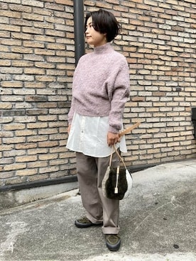 「白シャツ×ニット」｜fennicaさん（レディース・152cm）の秋コーディネート
