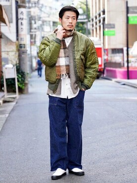 「Buzz Rickson's（バズリクソンズ）のアイテム（トップス）」を使った、fennicaさん（メンズ・179cm）の秋コーディネート