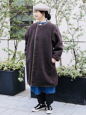 「デニムワンピース」｜「アイテム（その他アウター）」を使った、fennicaさん（レディース・161cm）の冬コーディネート