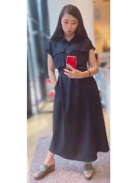 「RAW FUDGE（ローファッジ）のアイテム（シャツワンピース）」を使った、manamiさん（レディース・160cm）の夏コーディネート
