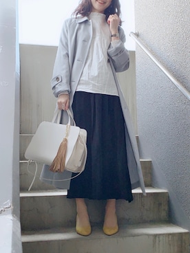 ステンカラーコートを使った きれいめカジュアル のレディース人気ファッションコーディネート Wear