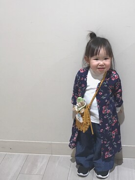 「CIAOPANIC TYPY（チャオパニックティピー）のアイテム（シャツワンピース）」を使った、yu-iii.inさん（キッズ・80cm）の春コーディネート