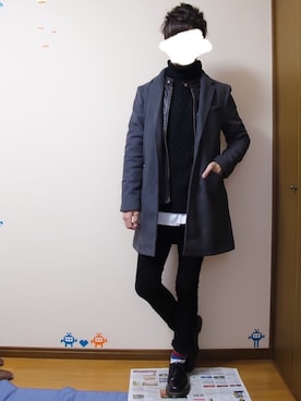 「AZUL by moussy（アズールバイマウジー）のアイテム（タンクトップ）」を使った、りゅたさん（メンズ・175cm）の冬コーディネート