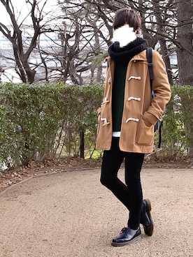 「GU（ジーユー）のアイテム（ダッフルコート）」を使った、りゅたさん（メンズ・175cm）の冬コーディネート