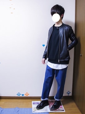 「AZUL by moussy（アズールバイマウジー）のアイテム（タンクトップ）」を使った、りゅたさん（メンズ・175cm）の冬コーディネート