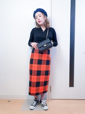 「ストリート服が好き」｜「アイテム（ハンチング/ベレー帽）」を使った、まみさん（レディース・152cm）の秋コーディネート