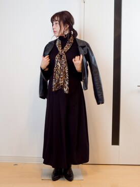 「ストリート服が好き」｜「アイテム（ライダースジャケット）」を使った、まみさん（レディース・152cm）の秋コーディネート