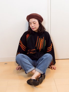 「シンプルおしゃれが好き」｜「アイテム（ハンチング/ベレー帽）」を使った、まみさん（レディース・152cm）の秋コーディネート