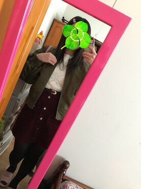 「GU（ジーユー）のアイテム（ニット/セーター、ホワイト系）」を使った、10*さん（レディース・163cm）の春コーディネート