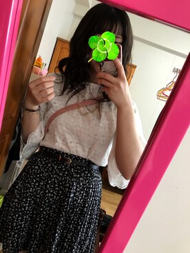 「Honeys（ハニーズ）のアイテム（Tシャツ/カットソー、ホワイト系）」を使った、10*さん（レディース・163cm）の春コーディネート