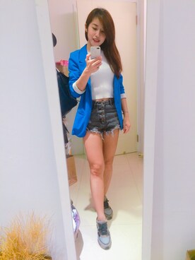 「5（ファイブ）のアイテム（ジャケット/アウター）」を使った、Cathy/千千さん（レディース・157cm）の夏コーディネート