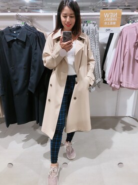 「FOREVER 21」｜「アイテム（トレンチコート）」を使った、Cathy/千千さん（レディース・157cm）の冬コーディネート