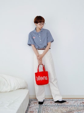 「DANTON（ダントン）のアイテム（トップス）」を使った、kinoko.さん（レディース・157cm）の夏コーディネート