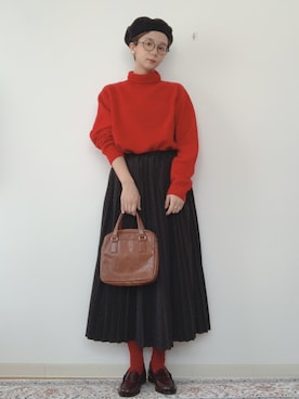 「アイテム（スカート）」を使った、kinoko.さん（レディース・157cm）の冬コーディネート