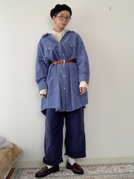 「DANTON（ダントン）のアイテム（パンツ）」を使った、kinoko.さん（レディース・157cm）の春コーディネート