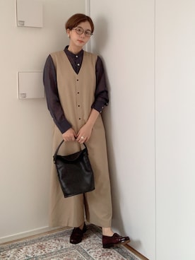 「KBF（ケイビーエフ）のアイテム（オールインワン・サロペット）」を使った、kinoko.さん（レディース・157cm）の夏コーディネート
