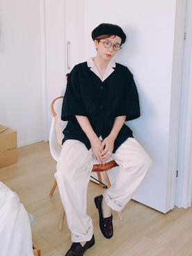 「アイテム（シャツ/ブラウス）」を使った、kinoko.さん（レディース・157cm）の夏コーディネート