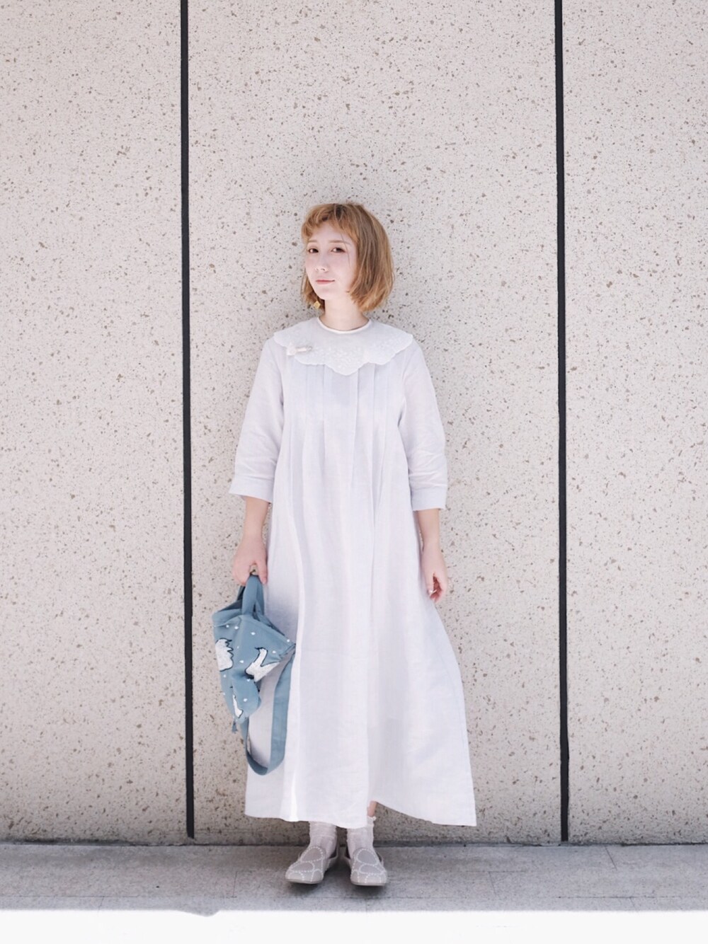 「fig Ｌondonのアイテム（ワンピース/ドレス、ホワイト系）」を使った、satouさん（レディース・158cm）の夏コーディネートの1枚目の写真