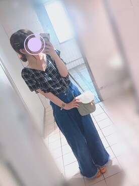 「niko and...（ニコアンド）のオリジナルスクエアメッシュウォッチ（アナログ腕時計）」を使った、ななぴんさん（レディース・149cm）の夏コーディネート