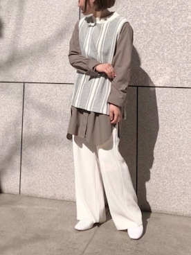 「NOMBRE IMPAIR（ノンブルアンペール）のアイテム（ベスト）」を使った、saegusa.さん（レディース・151cm）の春コーディネート